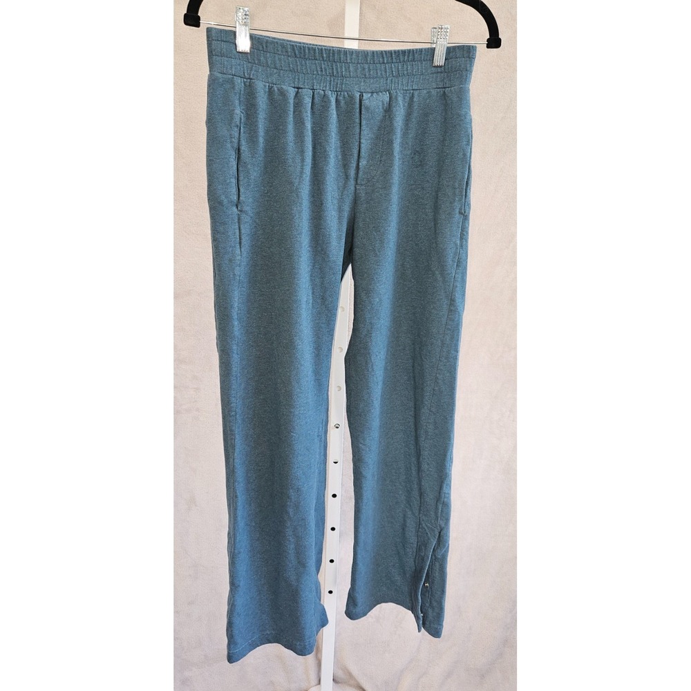 Pact Studio Organic Cotton‎ Wide Leg Track Pants Size Small Snap Hem Teal